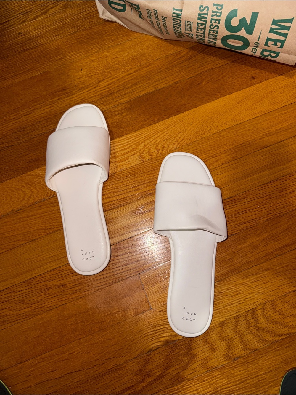 a new day White Slide Sandals — Single-Band Casual Slides
